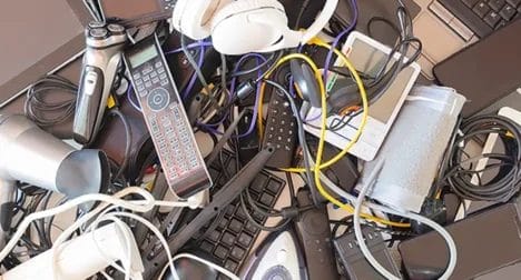 Photo of a bundle of small domestic electrical devices